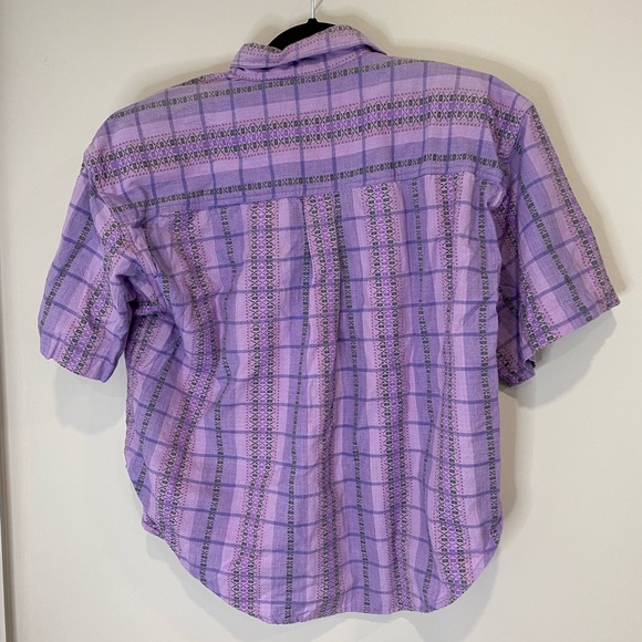 •2/$35• VTG 80s/90s Purple Plaid Short Sleeve Oversized Button-Down Shirt - Picture 5 of 5